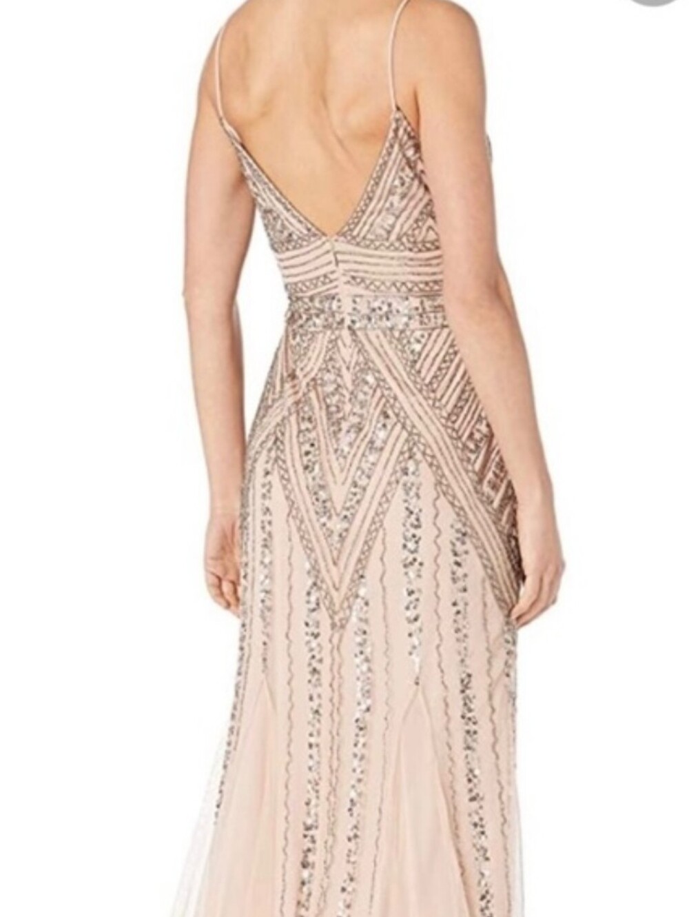 NWT MARINA | Beaded Spaghetti Strap Formal Gown - Picture 8 of 12